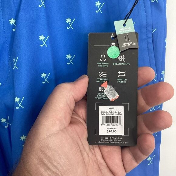 NWT Mens Walter Hagen Palm clubs Wrinkle‎ Resistant Performance Golf Short Blue - Picture 4 of 6